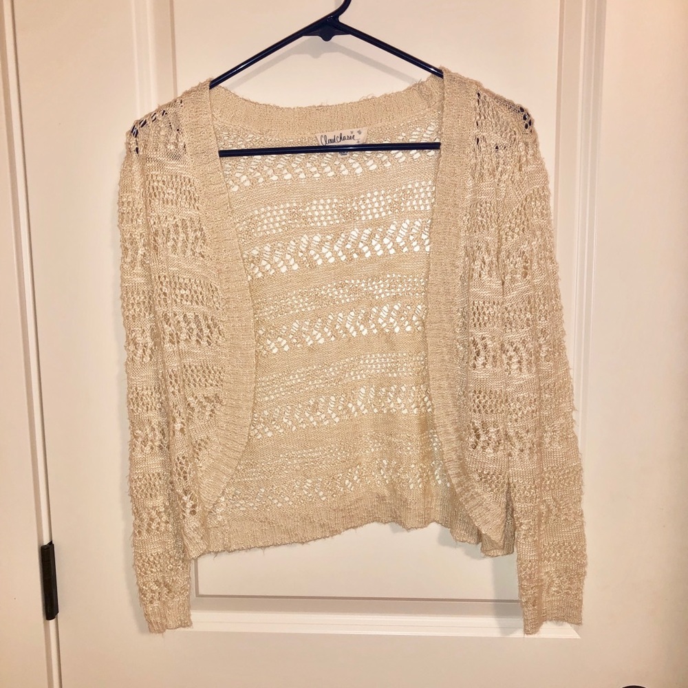 Cream lace cropped cardigan